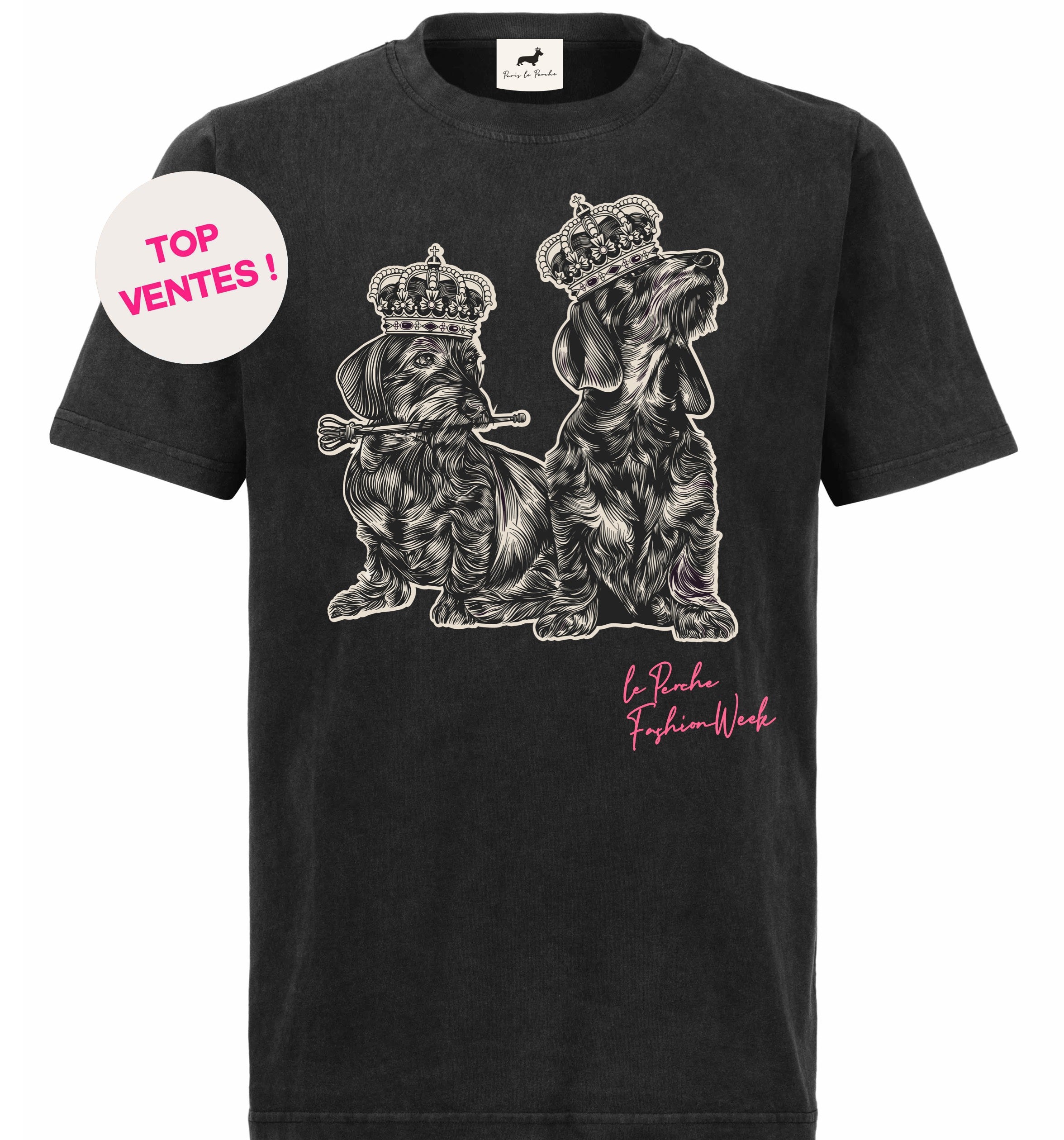 T-shirt super premium mixte «Le Perche fashion week» noir vintage
