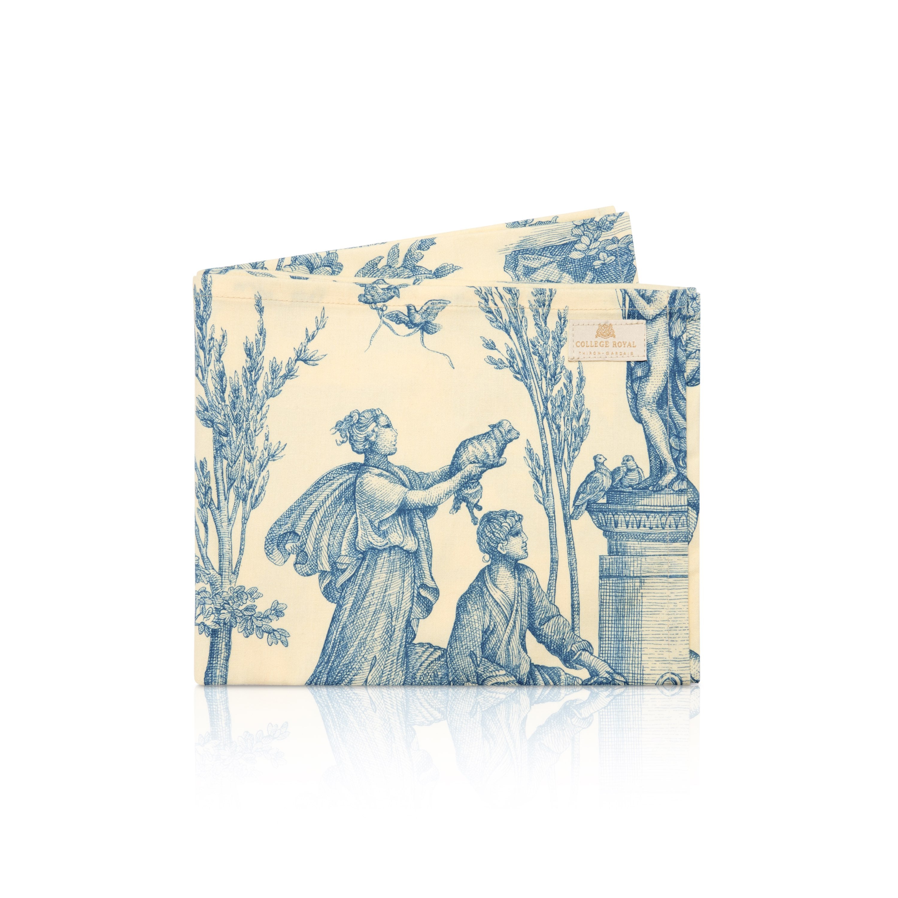 Torchon en toile de Jouy Bleu