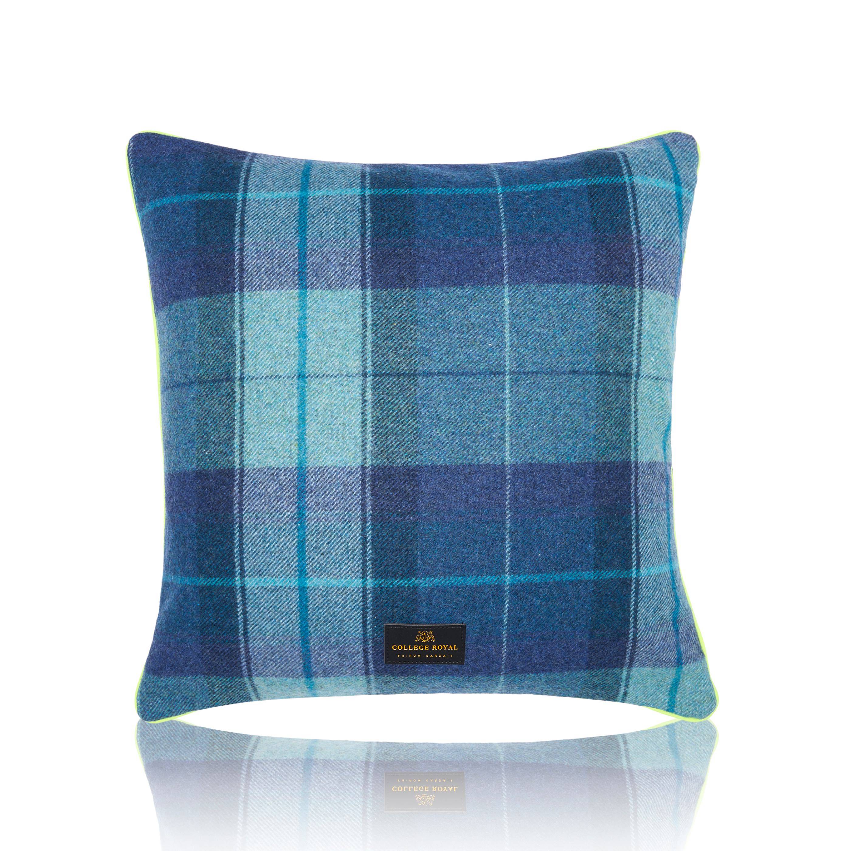 Housse de Coussin Écossais Azur en laine