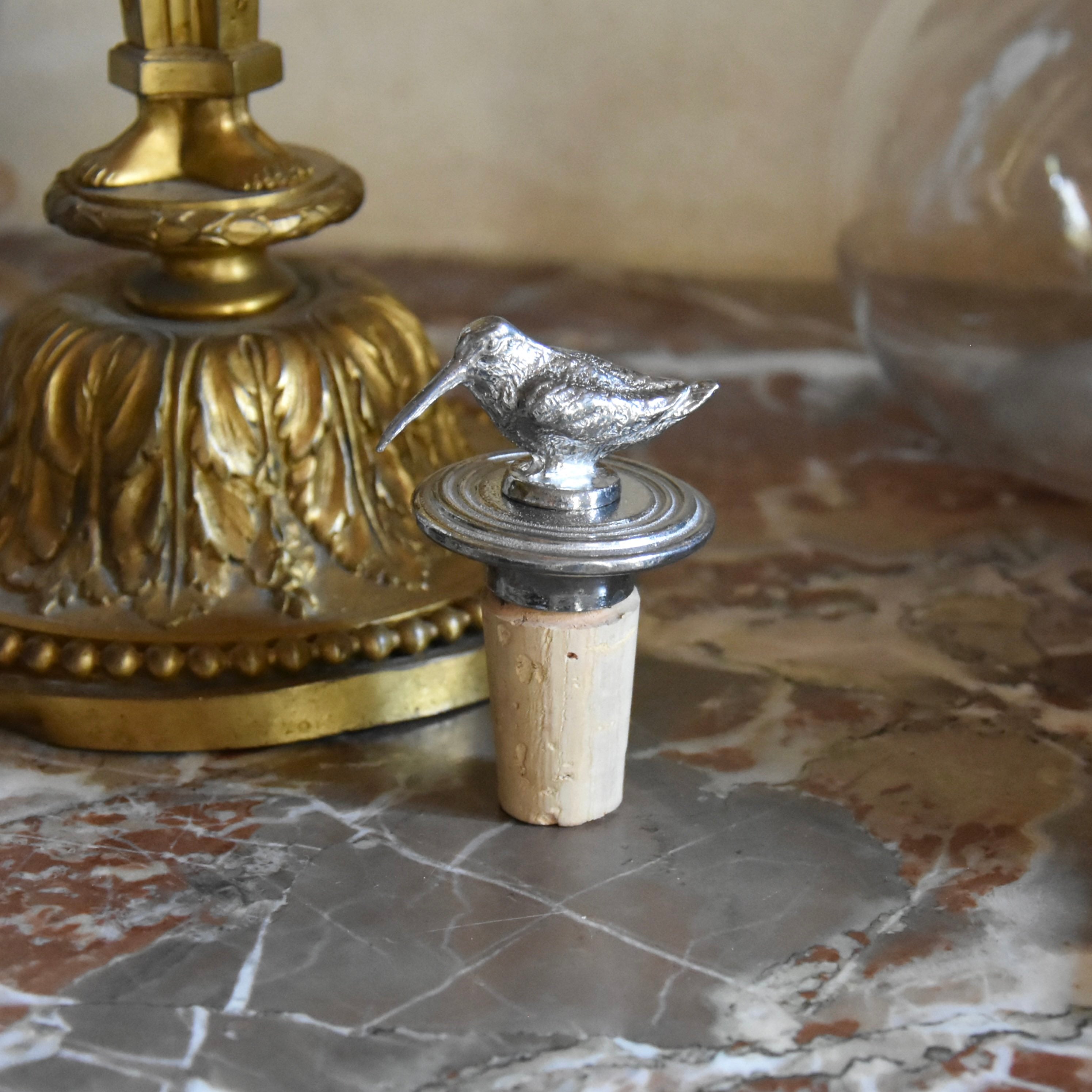 Pewter Woodcock Stopper
