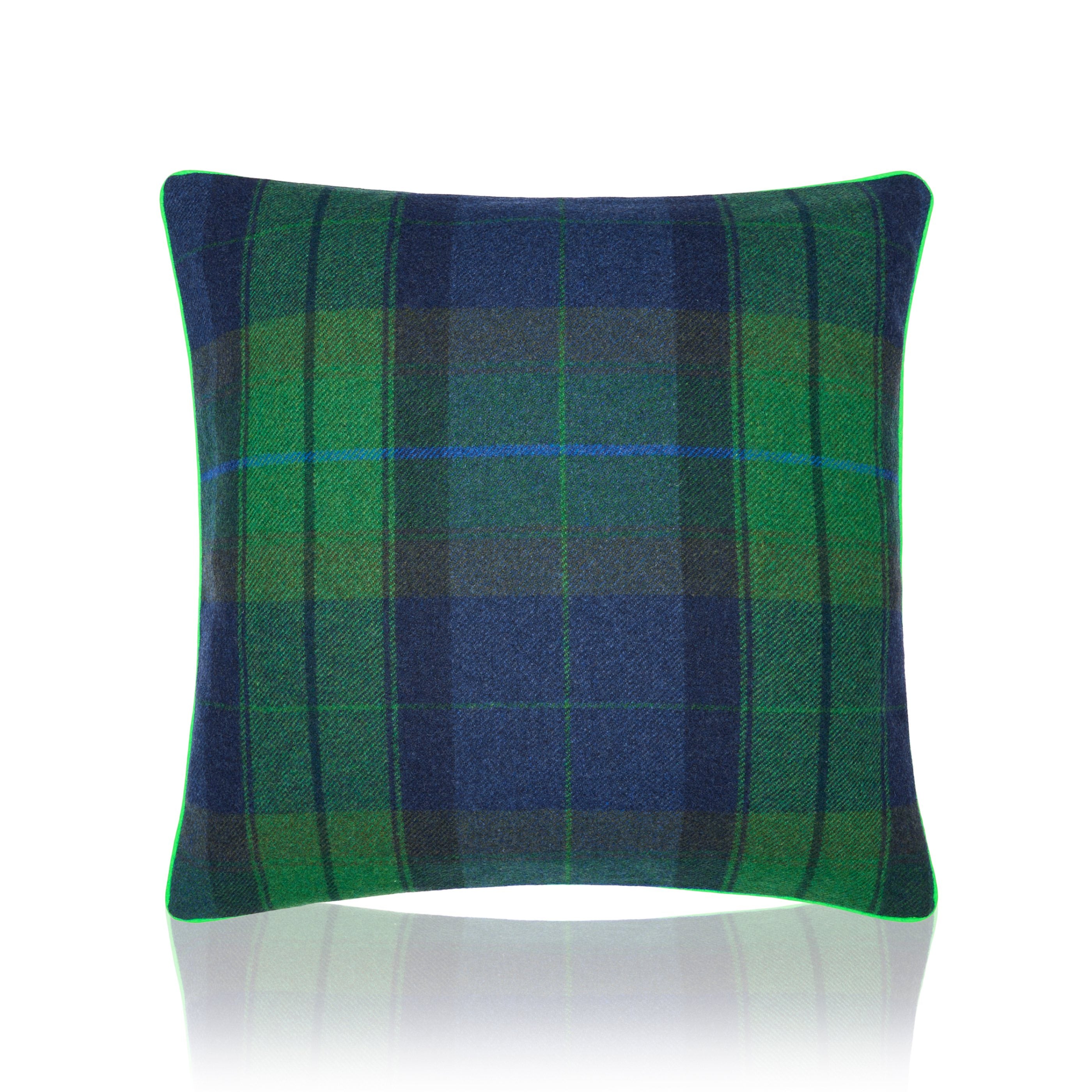Housse de Coussin Écossais Émeraude en laine