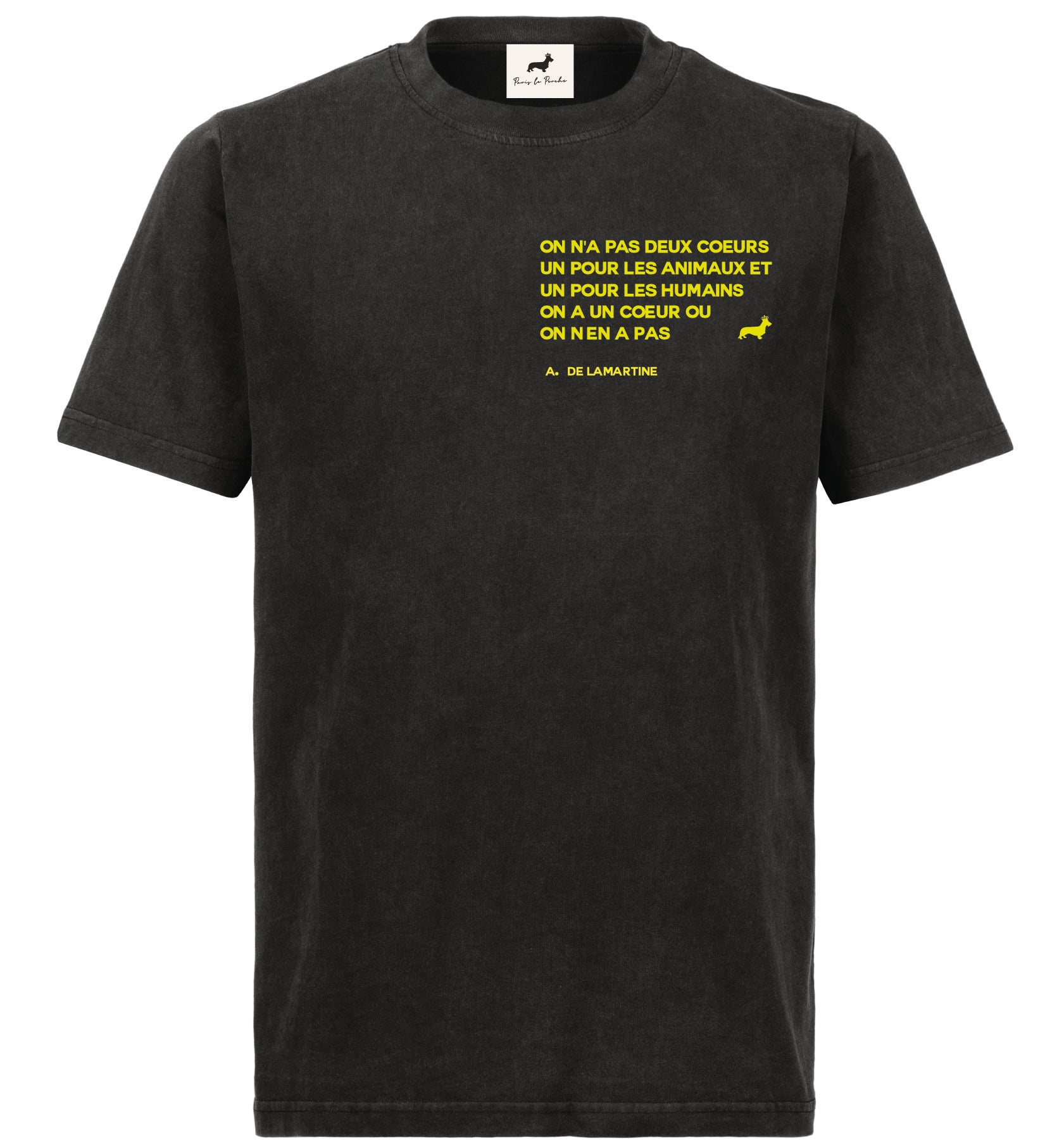 T-shirt super premium mixte "lamartine" noir vintage