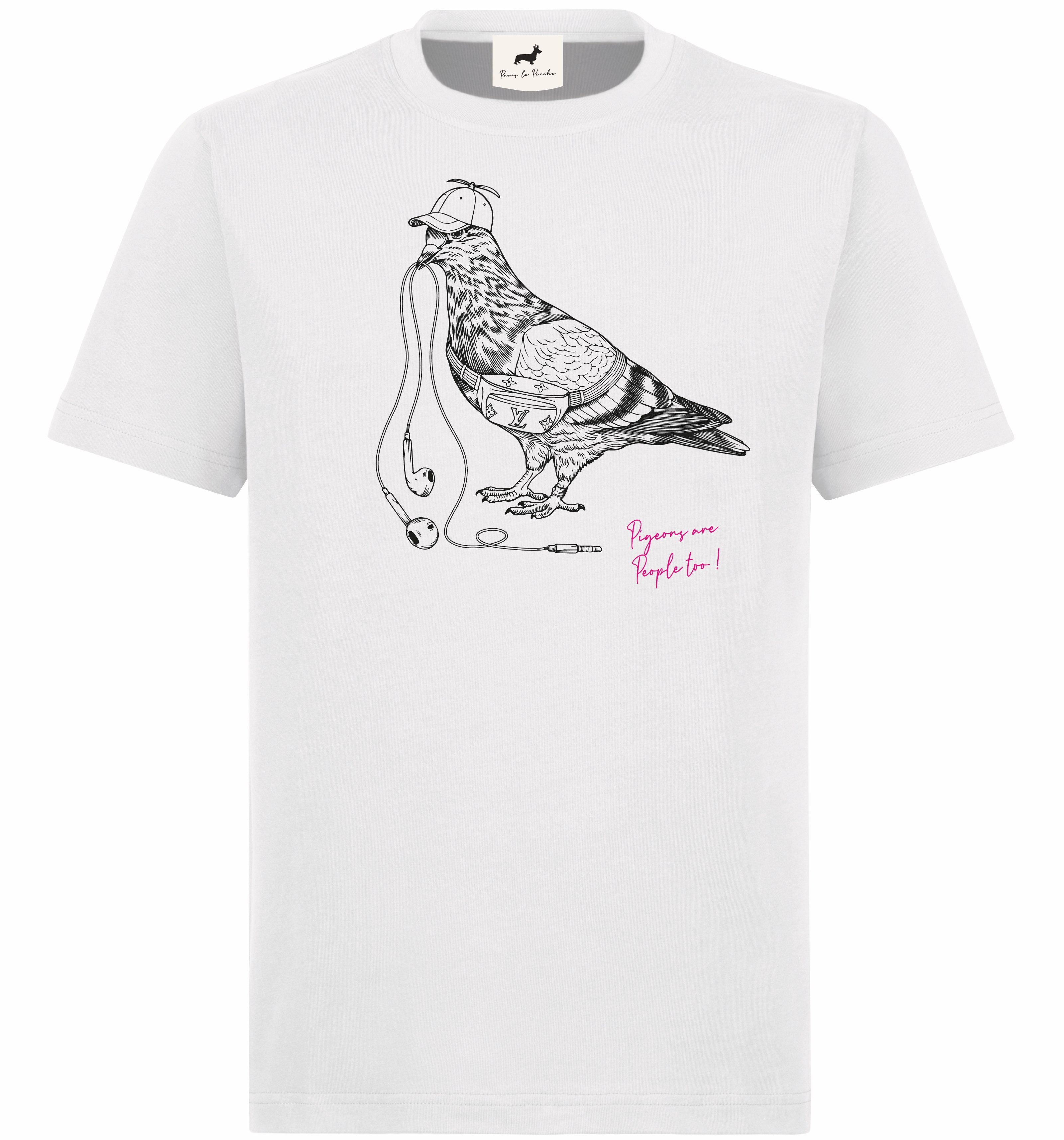 T-shirt super premium mixte «pigeon" blanc
