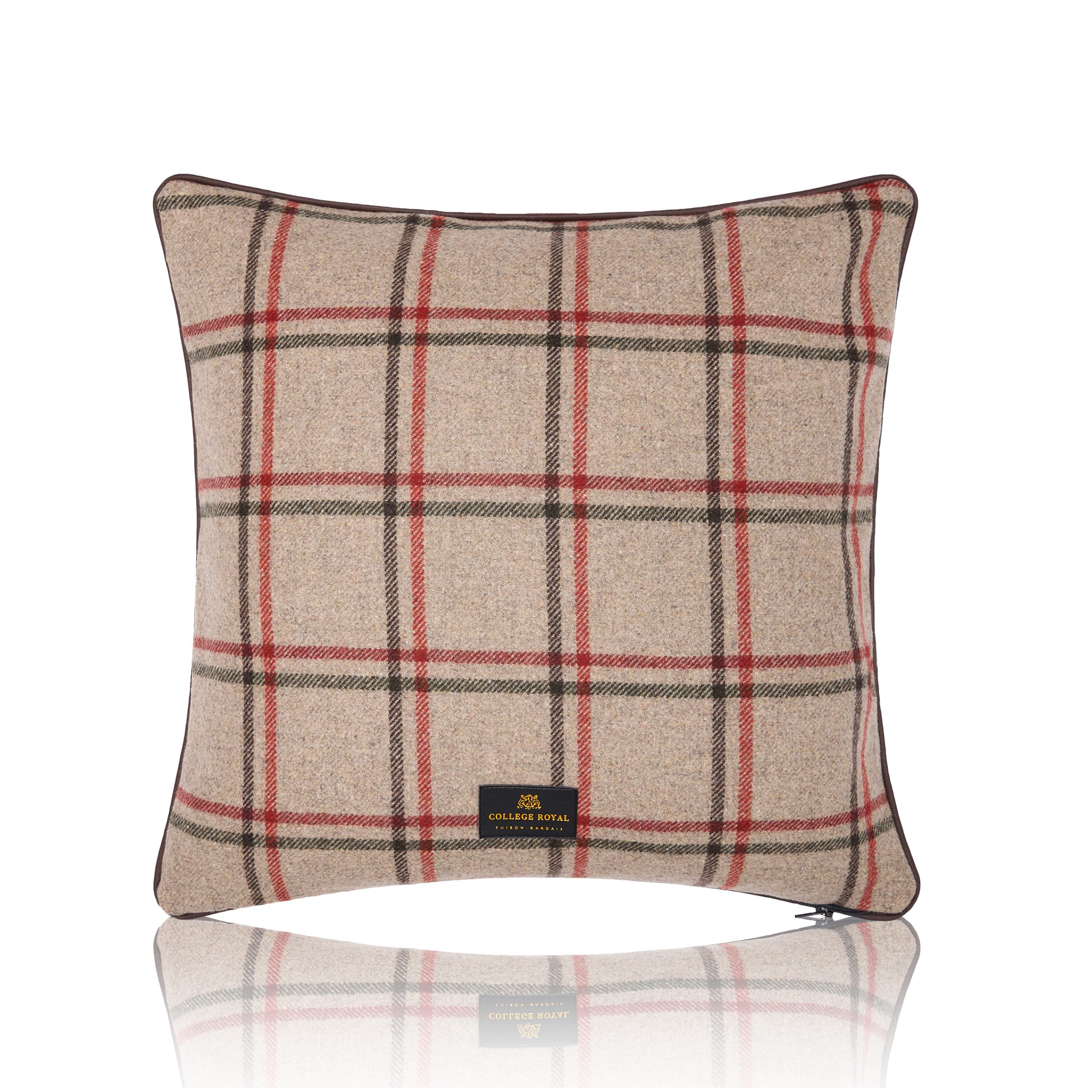 Sand wool tartan cushion cover