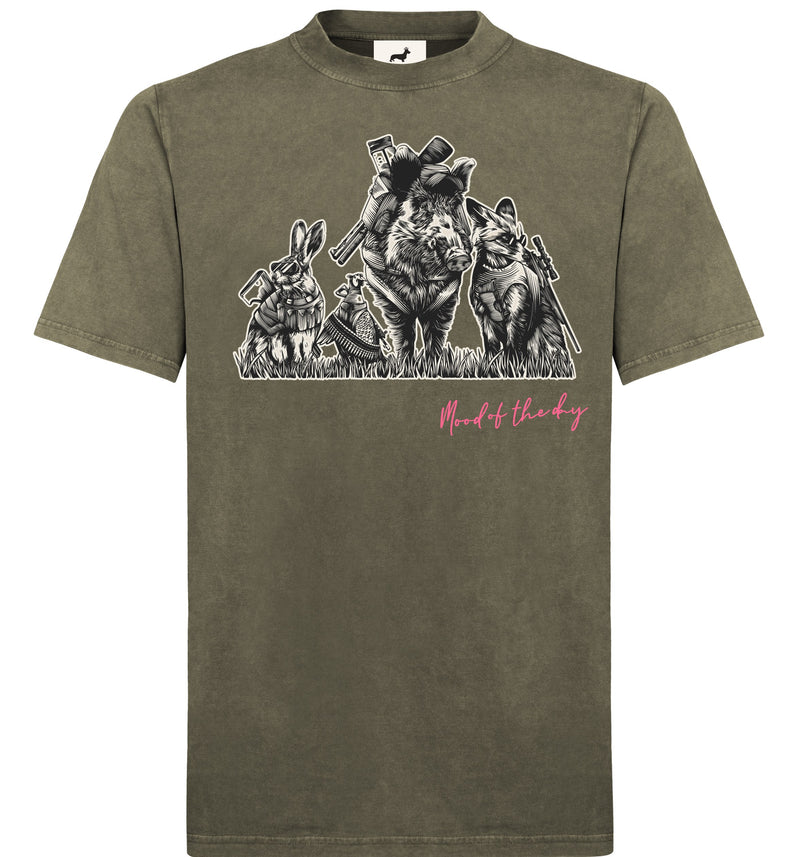 T-shirt super premium mixte «Mood of the day» olive vintage