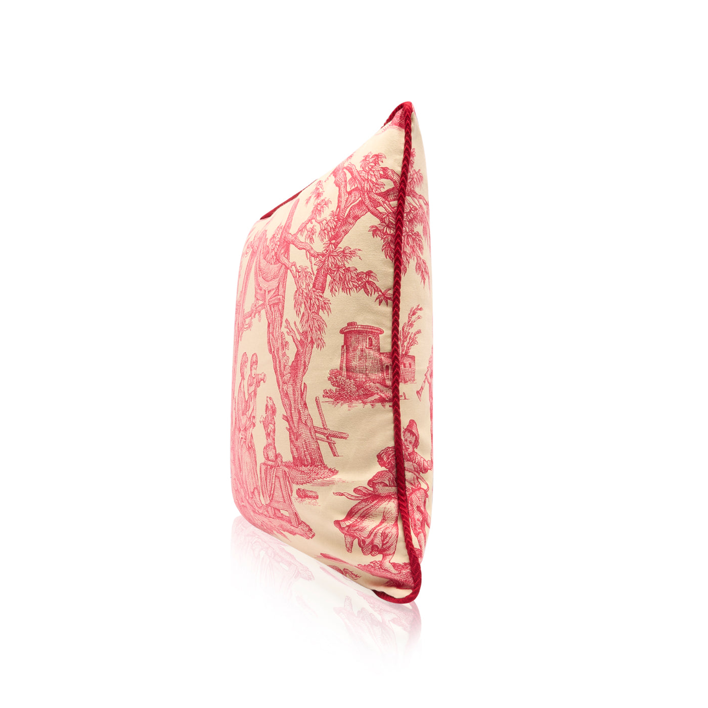 Housse de coussin en toile de Jouy rouge