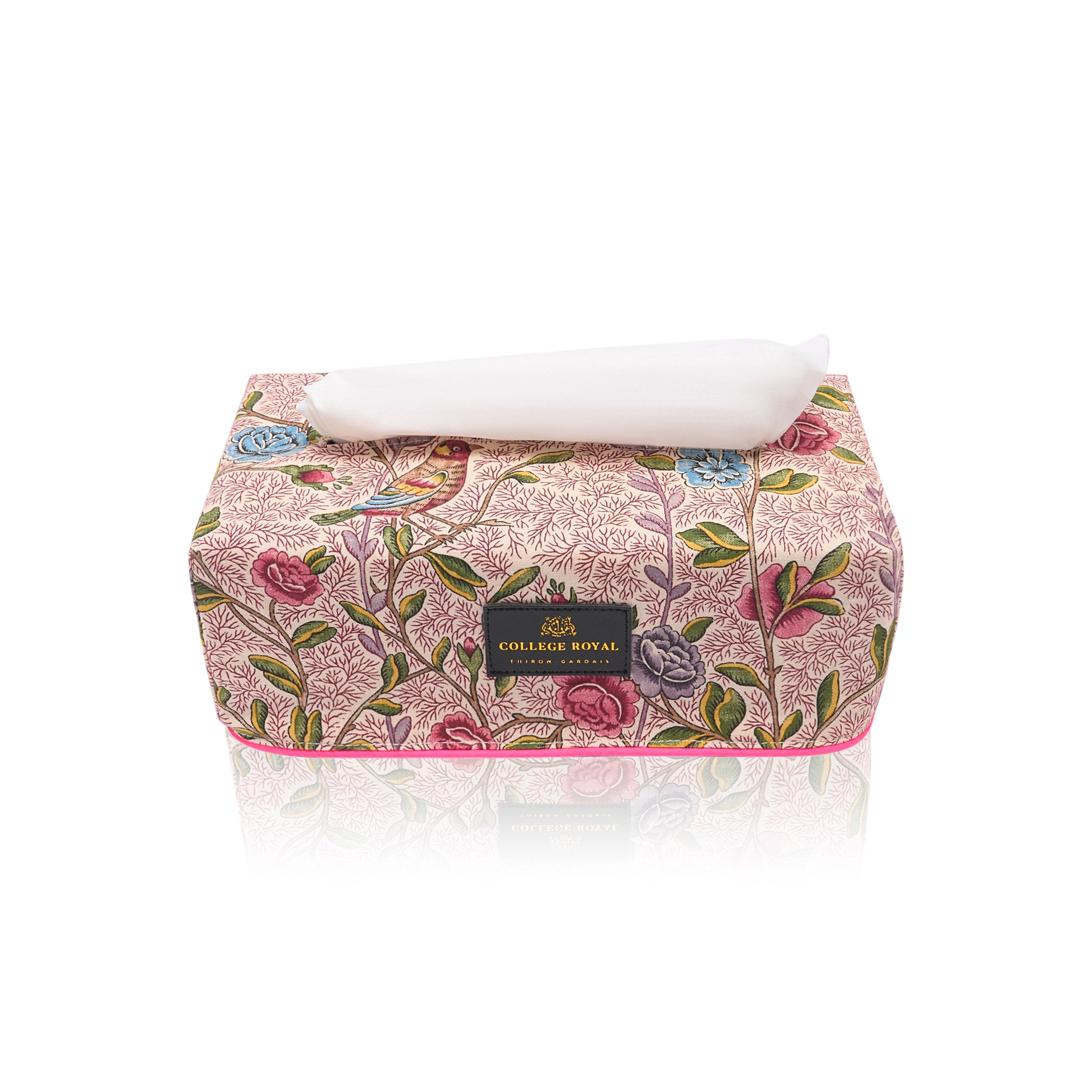 Couvre-boîte à mouchoirs "Fleurs et Oiseaux"