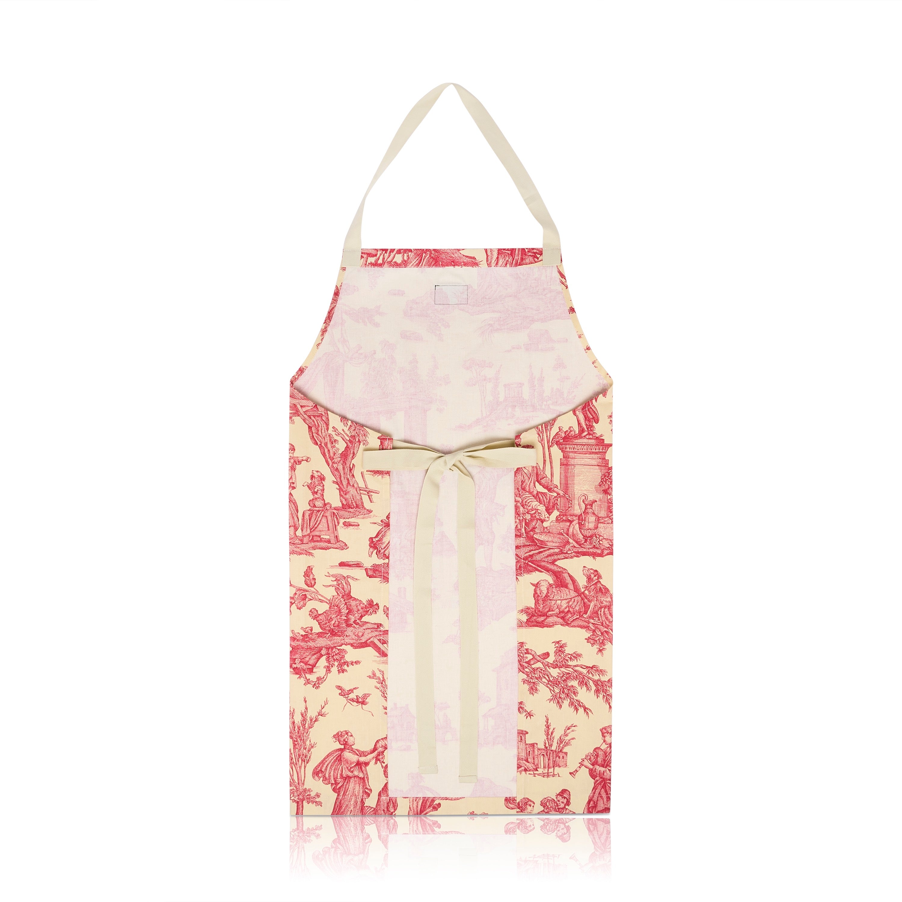 Tablier en toile de Jouy rouge