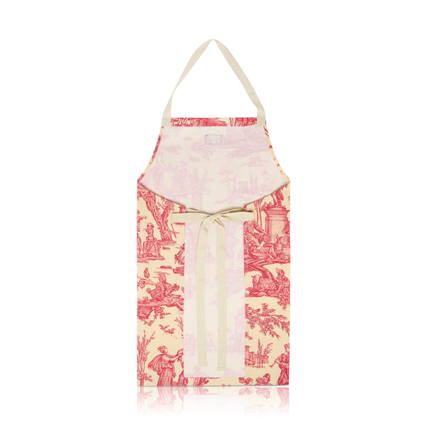 Tablier en toile de Jouy rouge
