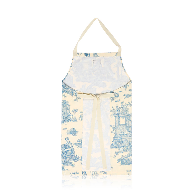 Tablier en toile de Jouy bleu