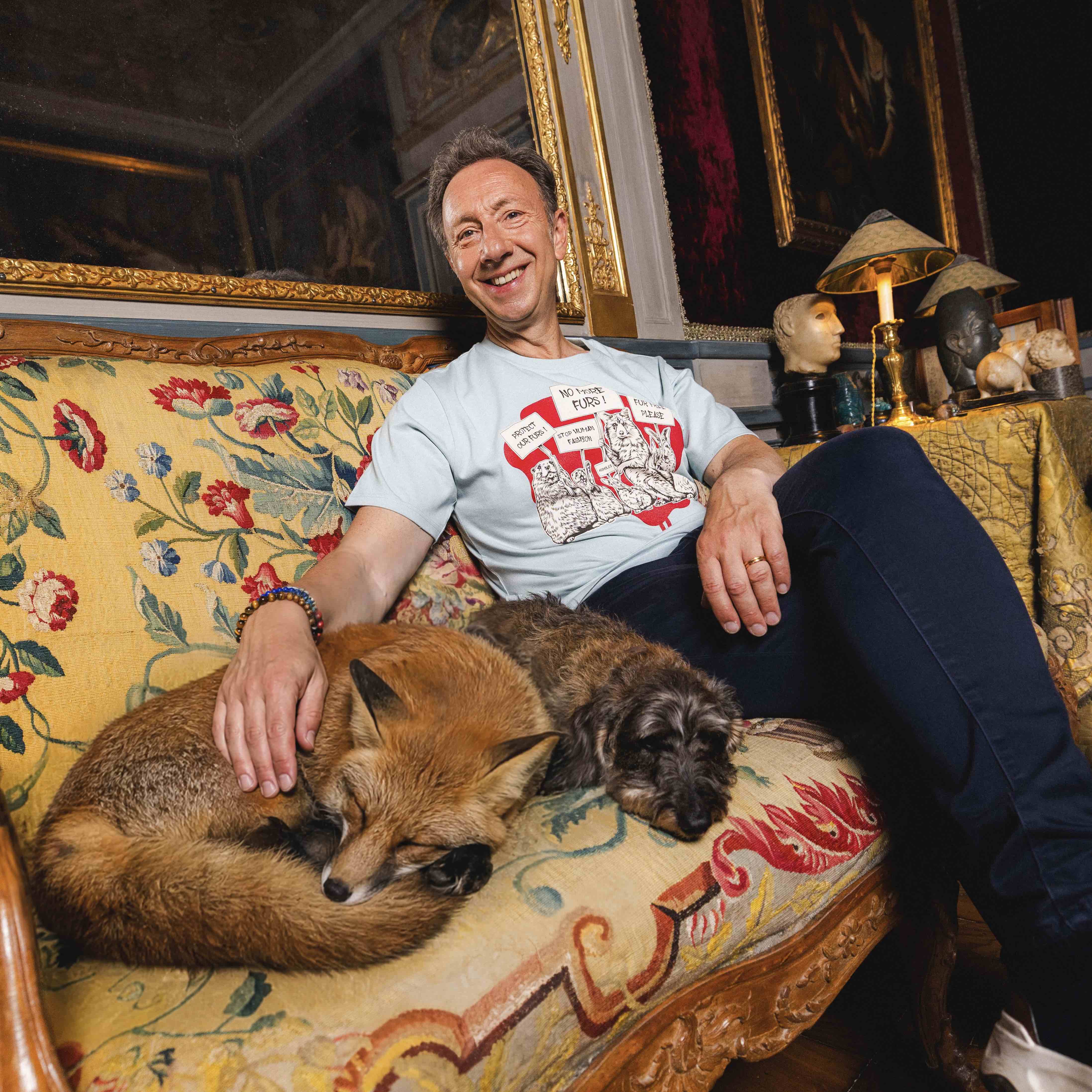 T-shirt super premium mixte «Fur free" bleu ciel