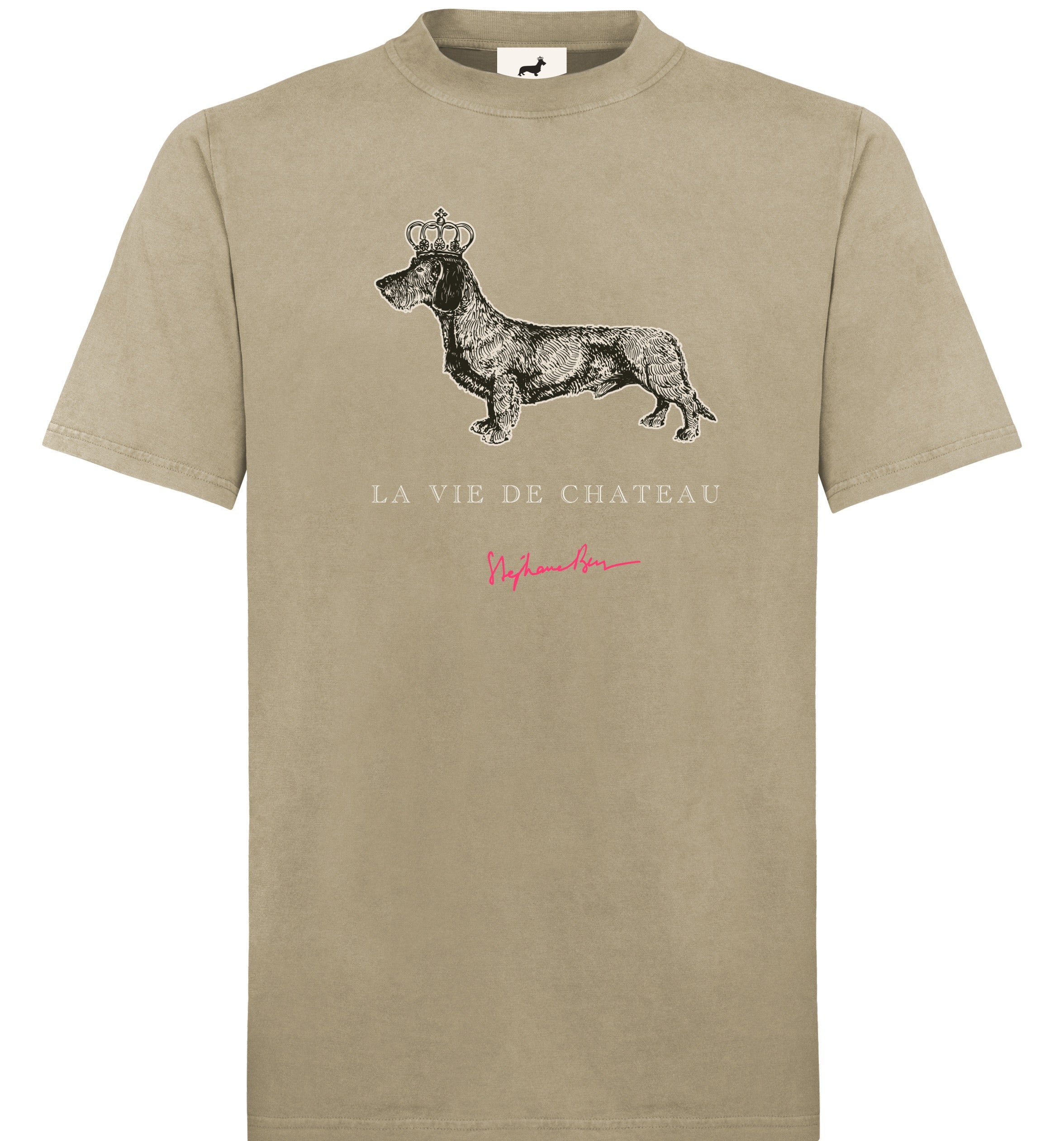 T-shirt super premium mixte «la vie de château» sable vintage