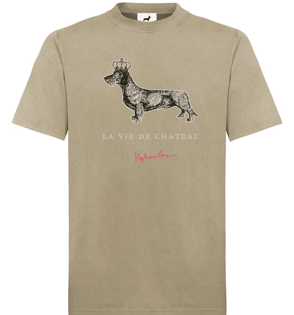 T-shirt super premium mixte «la vie de château» sable vintage