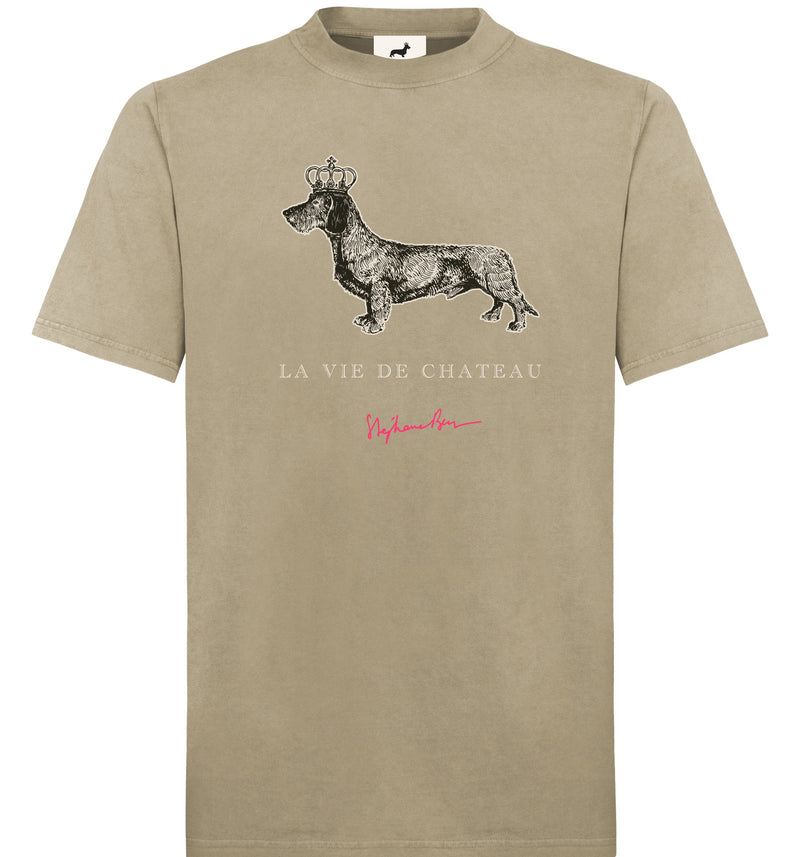 T-shirt super premium mixte «la vie de château» sable vintage