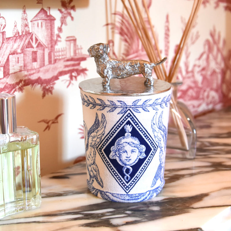 Cache bougie été bleu