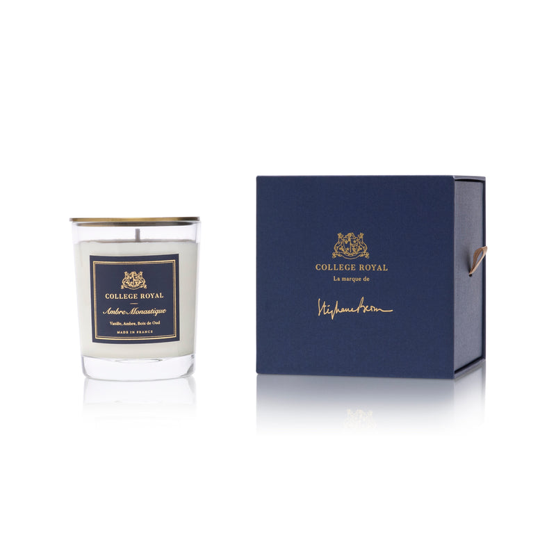 Bougie parfumée "Ambre Monastique" avec couvercle signature
