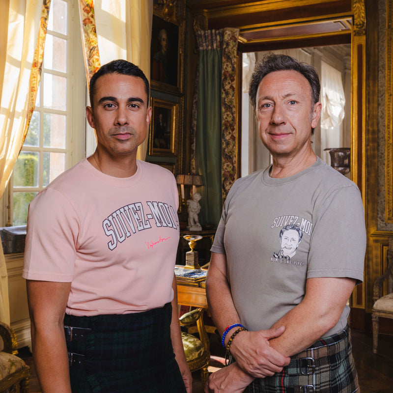 T-shirt super premium mixte «suivez-moi !» rose pâle