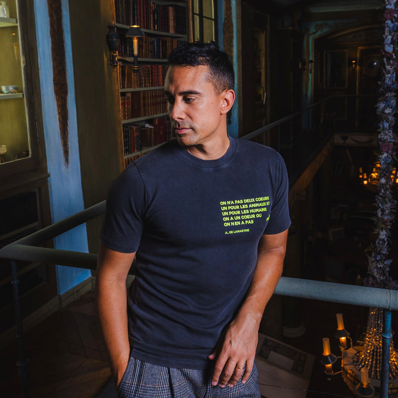 T-shirt super premium mixte "lamartine" noir vintage