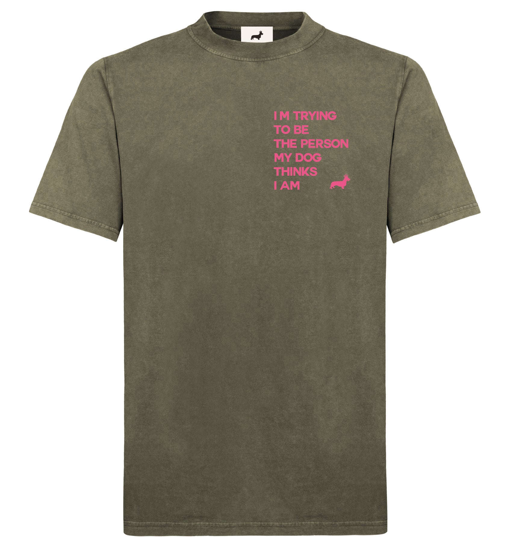T-shirt super premium mixte "I'm trying to be" kaki