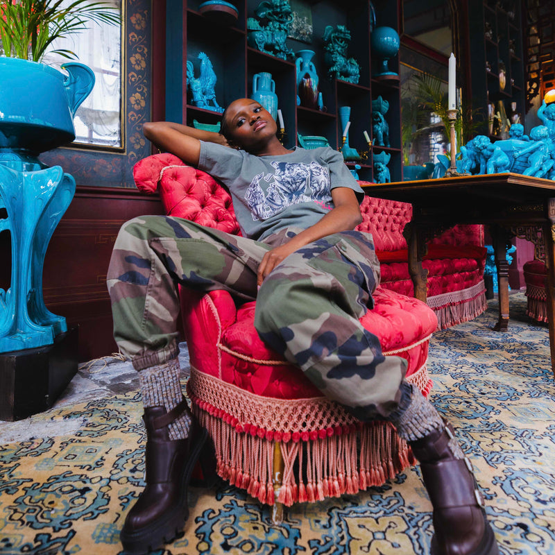 T-shirt super premium mixte «Mood of the day» olive vintage