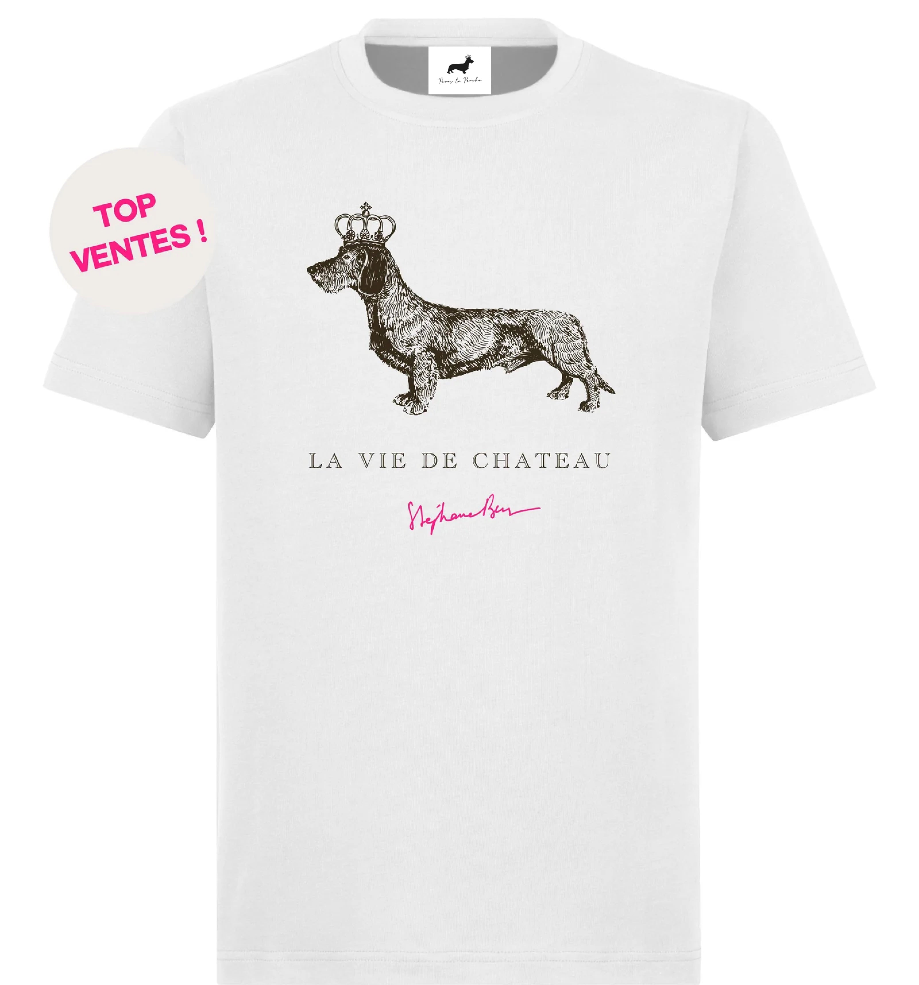 T-shirt super premium mixte «la vie de château» blanc