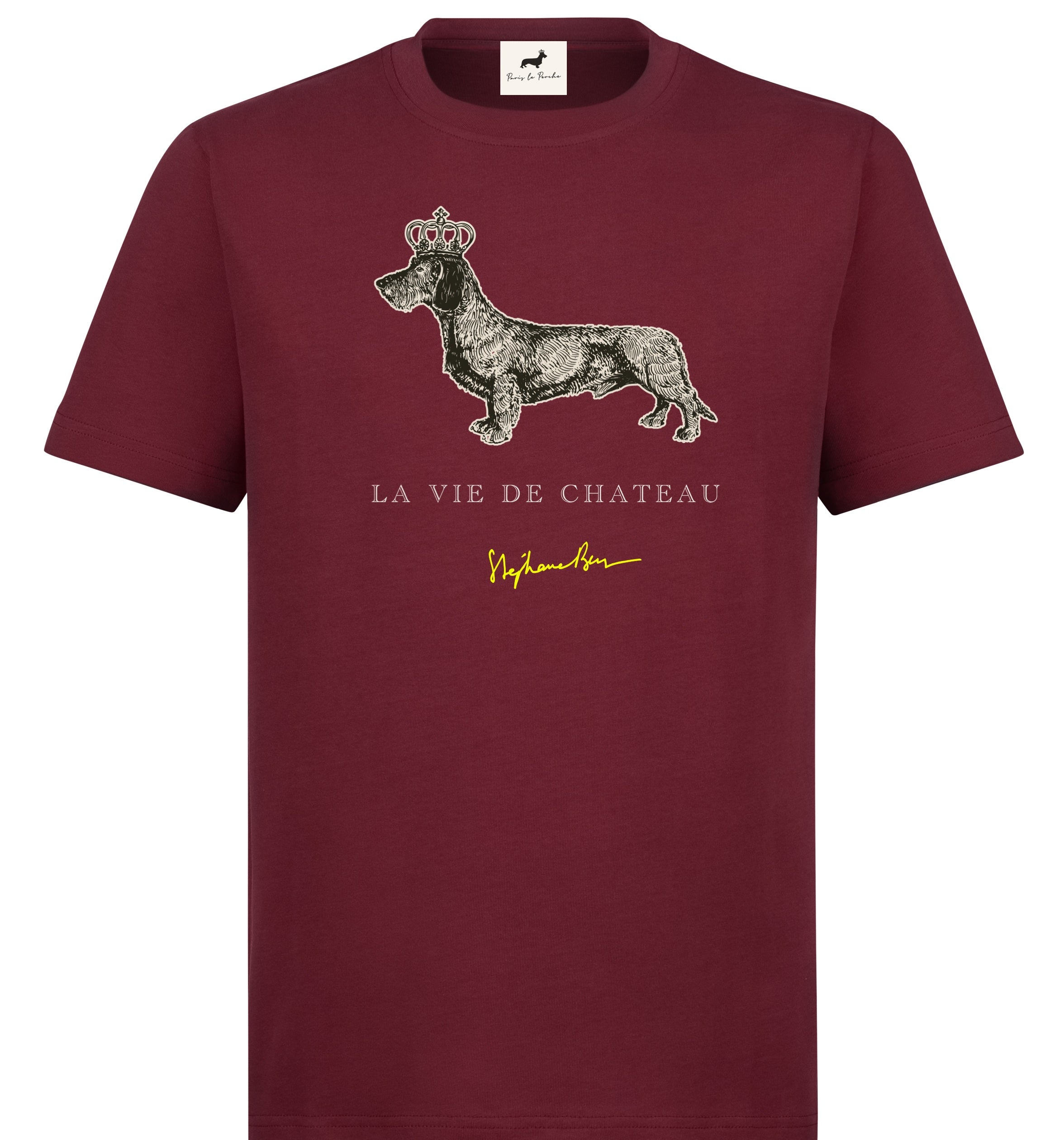 T-shirt super premium mixte «la vie de château» burgundy