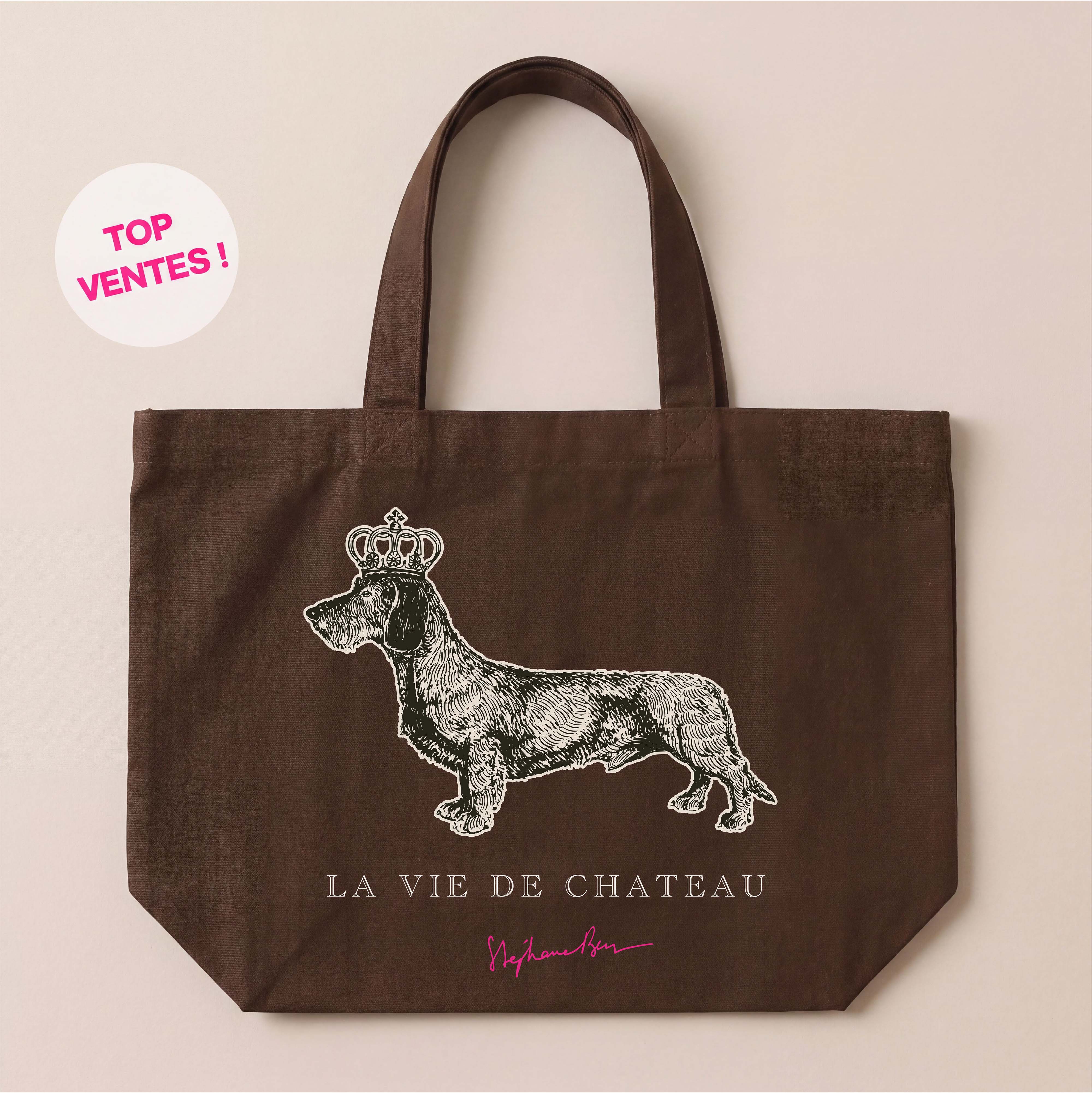 Fourre-tout "La vie de château" marron foncé