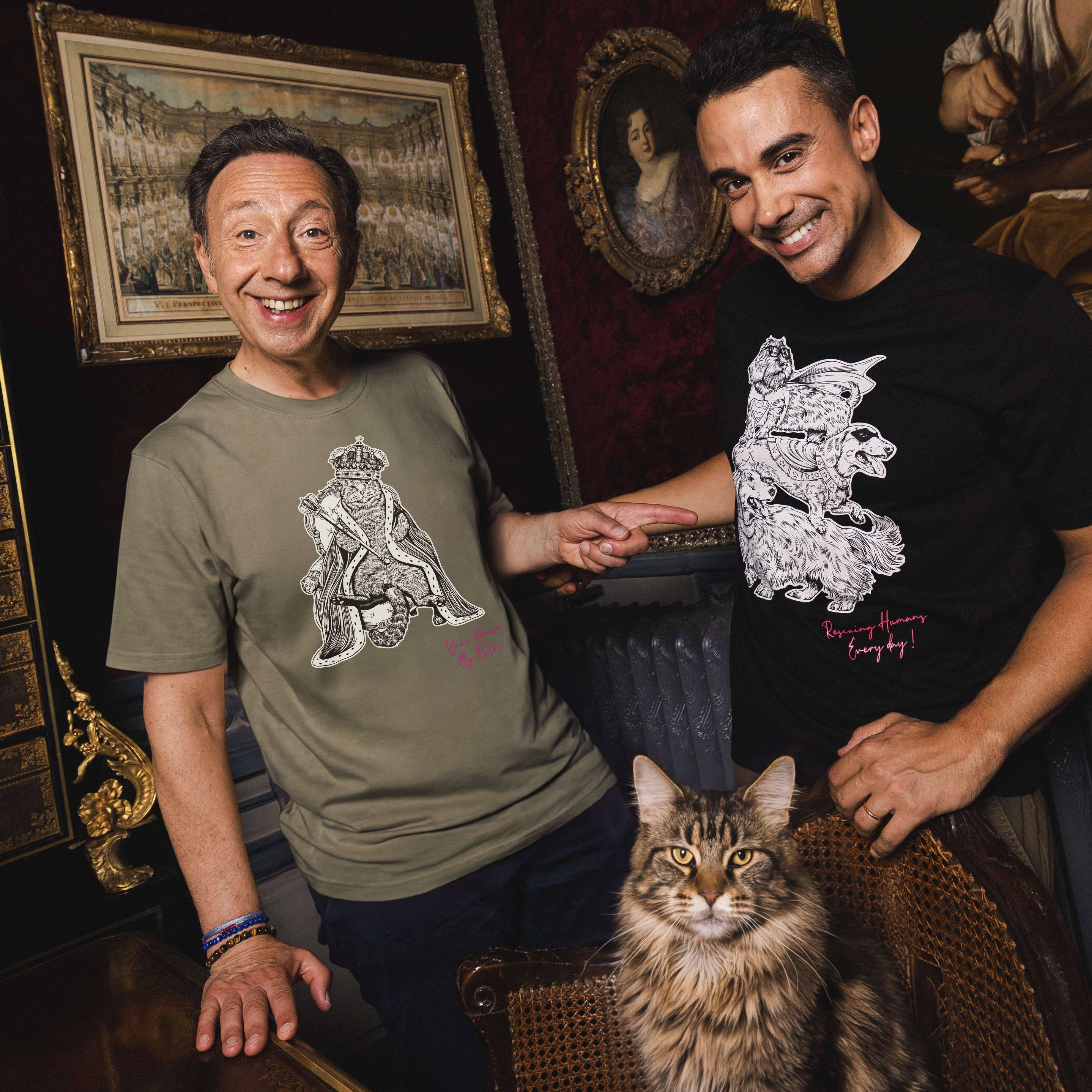 T-shirt super premium mixte «chat pacha" kaki
