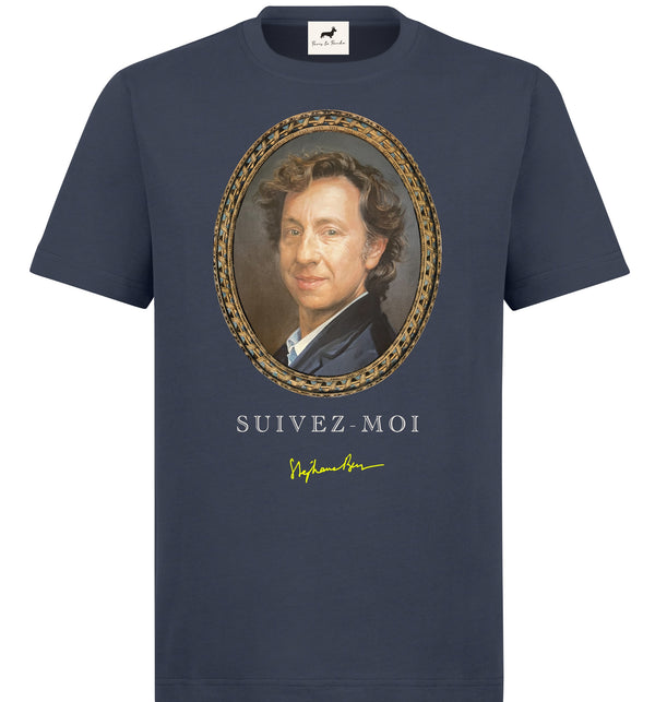 T-shirt super premium mixte «portrait» bleu marine