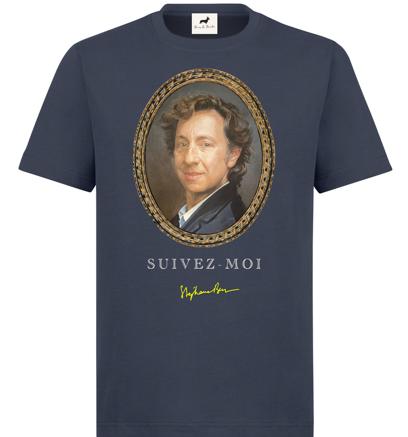 T-shirt super premium mixte «portrait» bleu marine