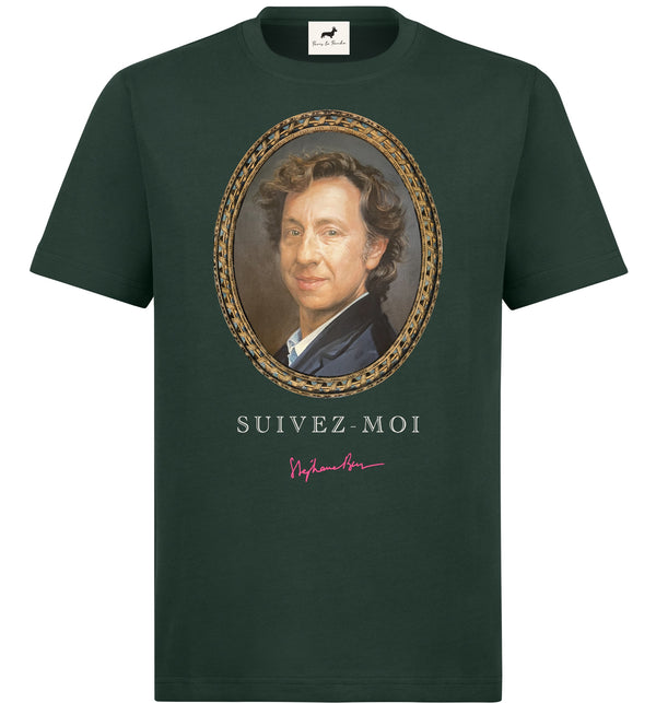 T-shirt super premium mixte «portrait» vert foncé
