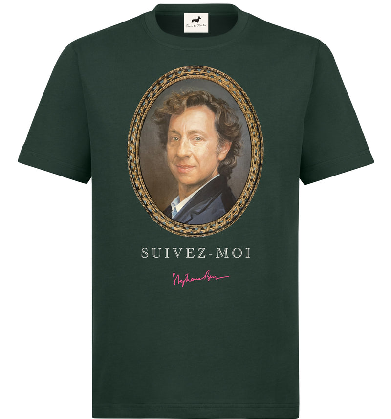 T-shirt super premium mixte «portrait» vert foncé