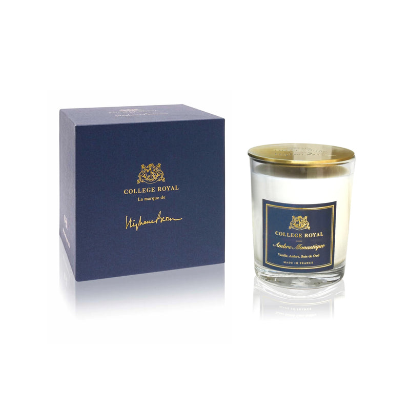 Bougie parfumée "Ambre Monastique" avec couvercle signature