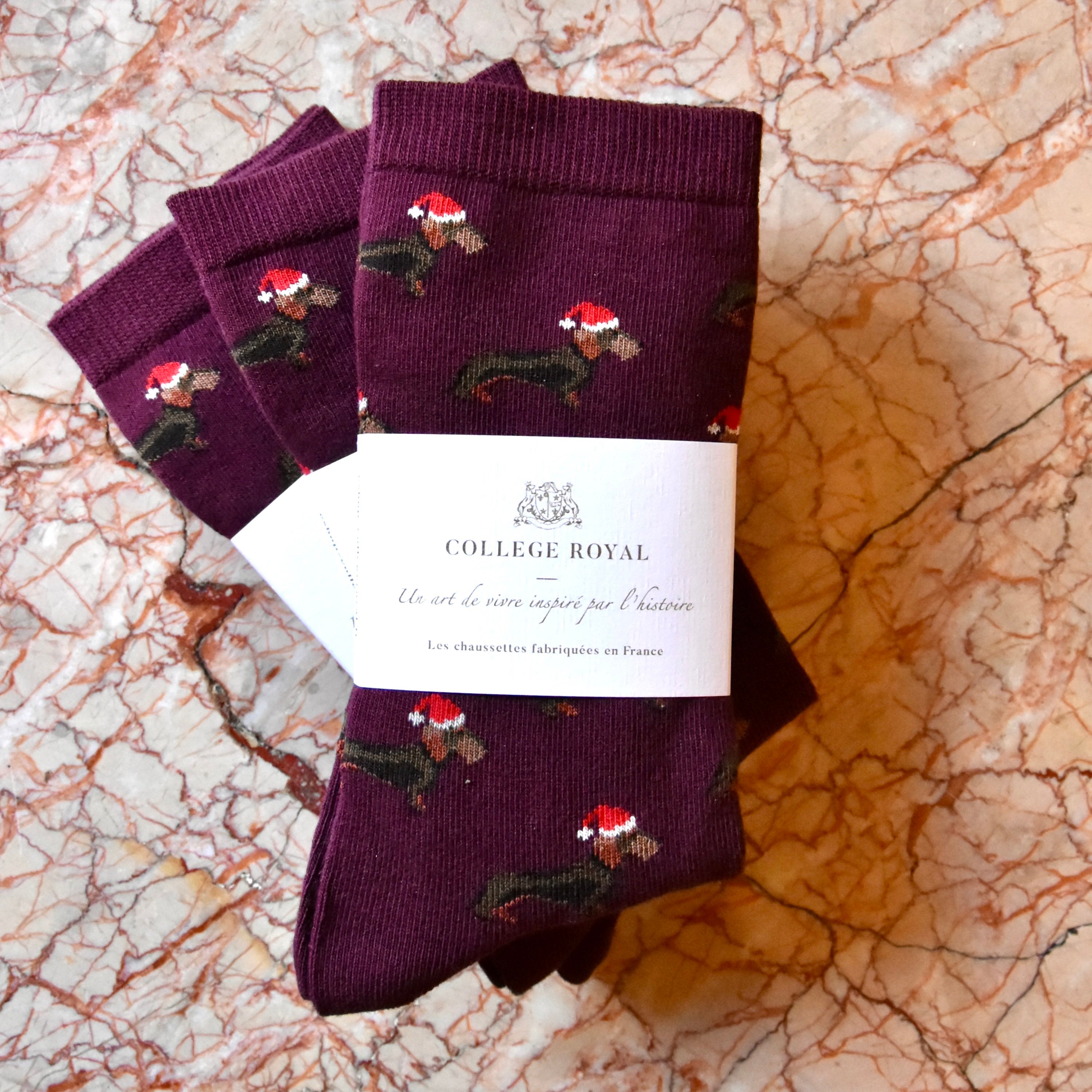 Chaussettes "Teckels de Noël" H/F