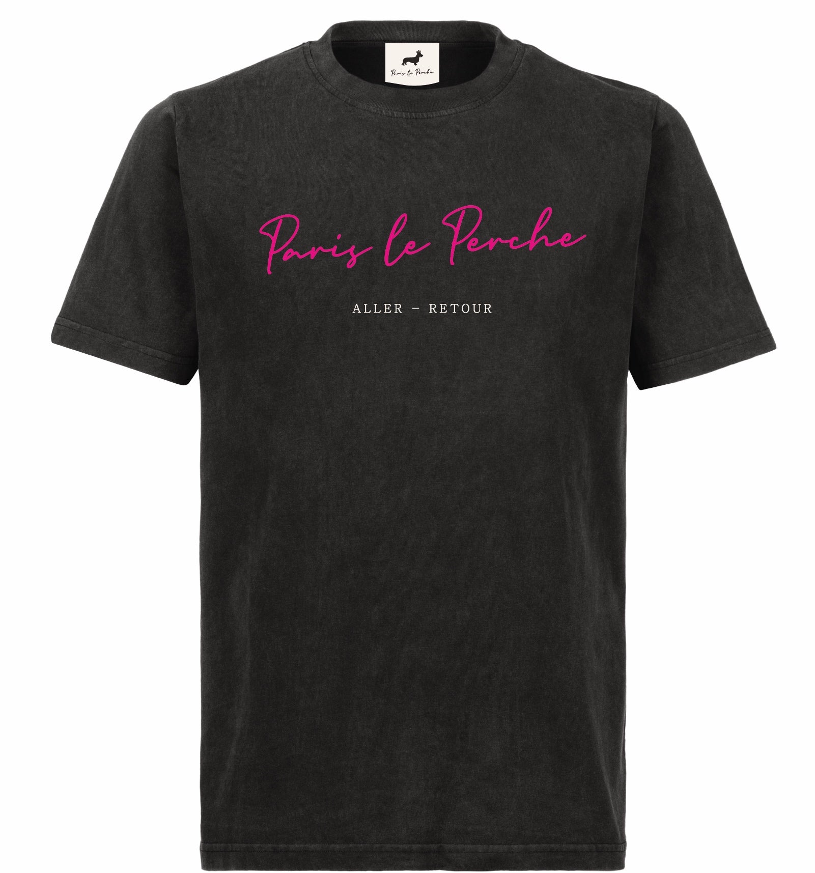 T-shirt super premium mixte "Paris le Perche" brodé noir vintage