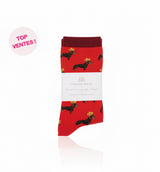 Chaussettes "Teckels Couronnés" rouge vif