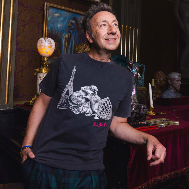 T-shirt super premium mixte «Paris after party» noir vintage