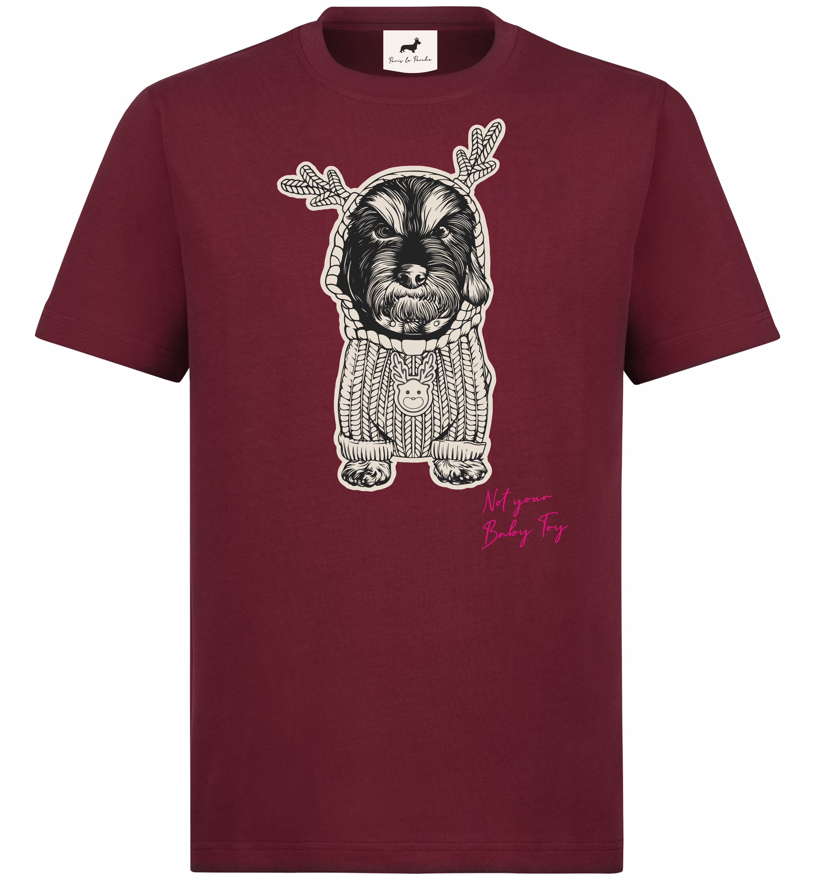 T-shirt super premium mixte «not your baby toy" burgundy
