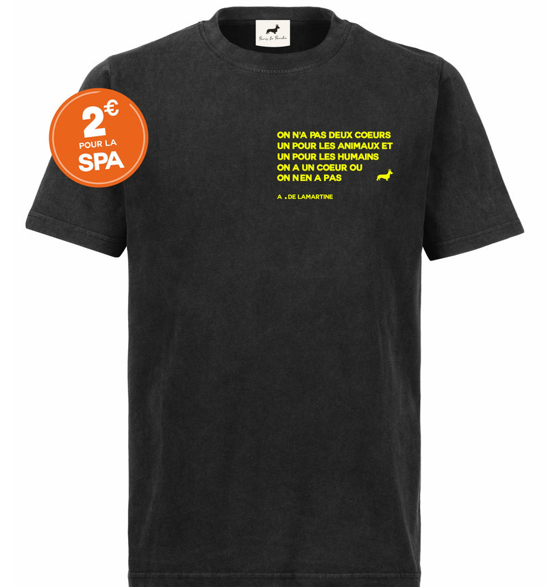 T-shirt super premium mixte "lamartine" noir vintage