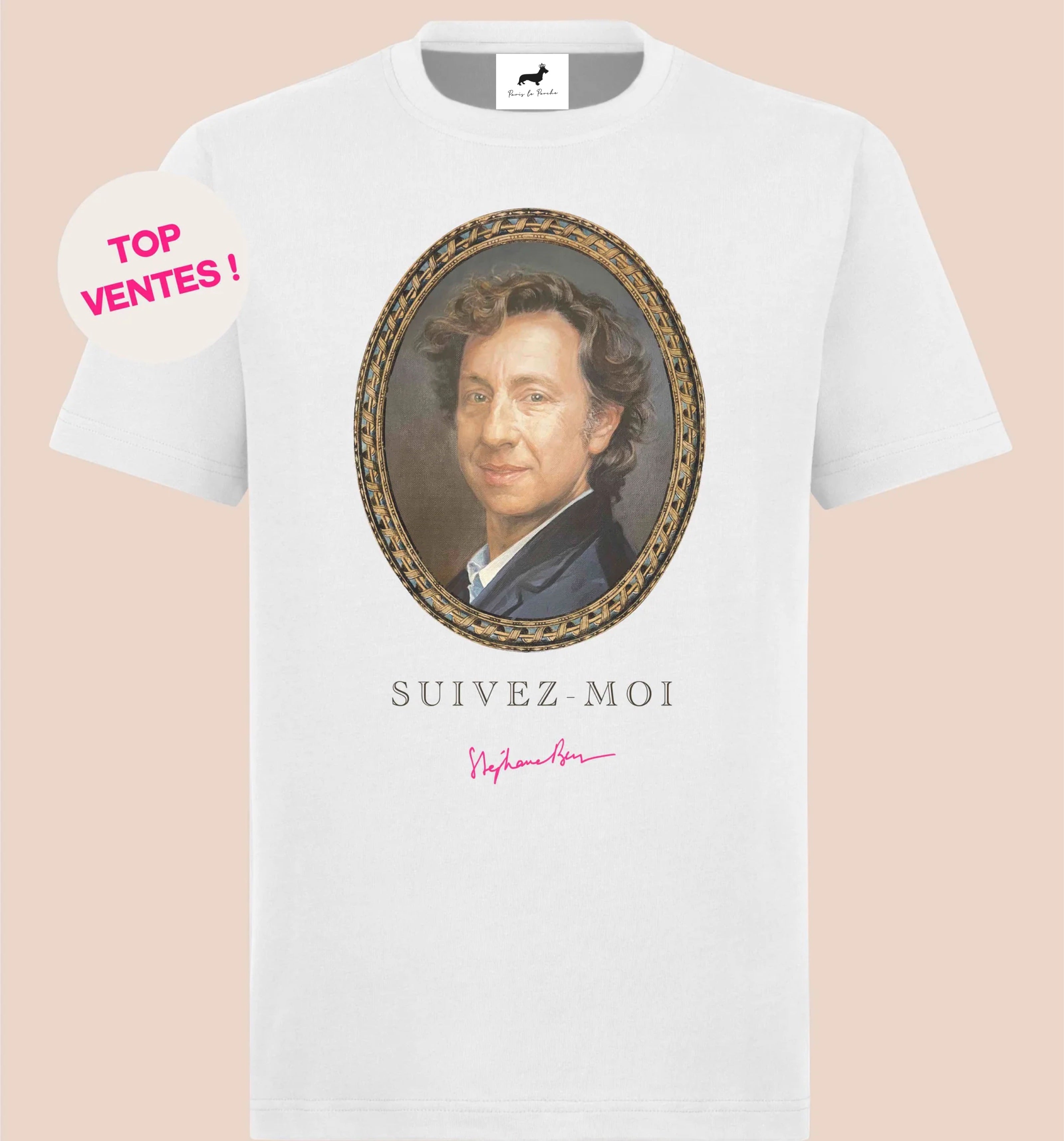 T-shirt super premium mixte «portrait» blanc