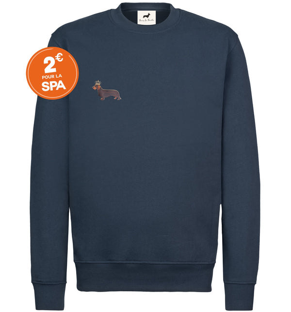 Sweatshirt super premium mixte «Teckelmania» bleu marine