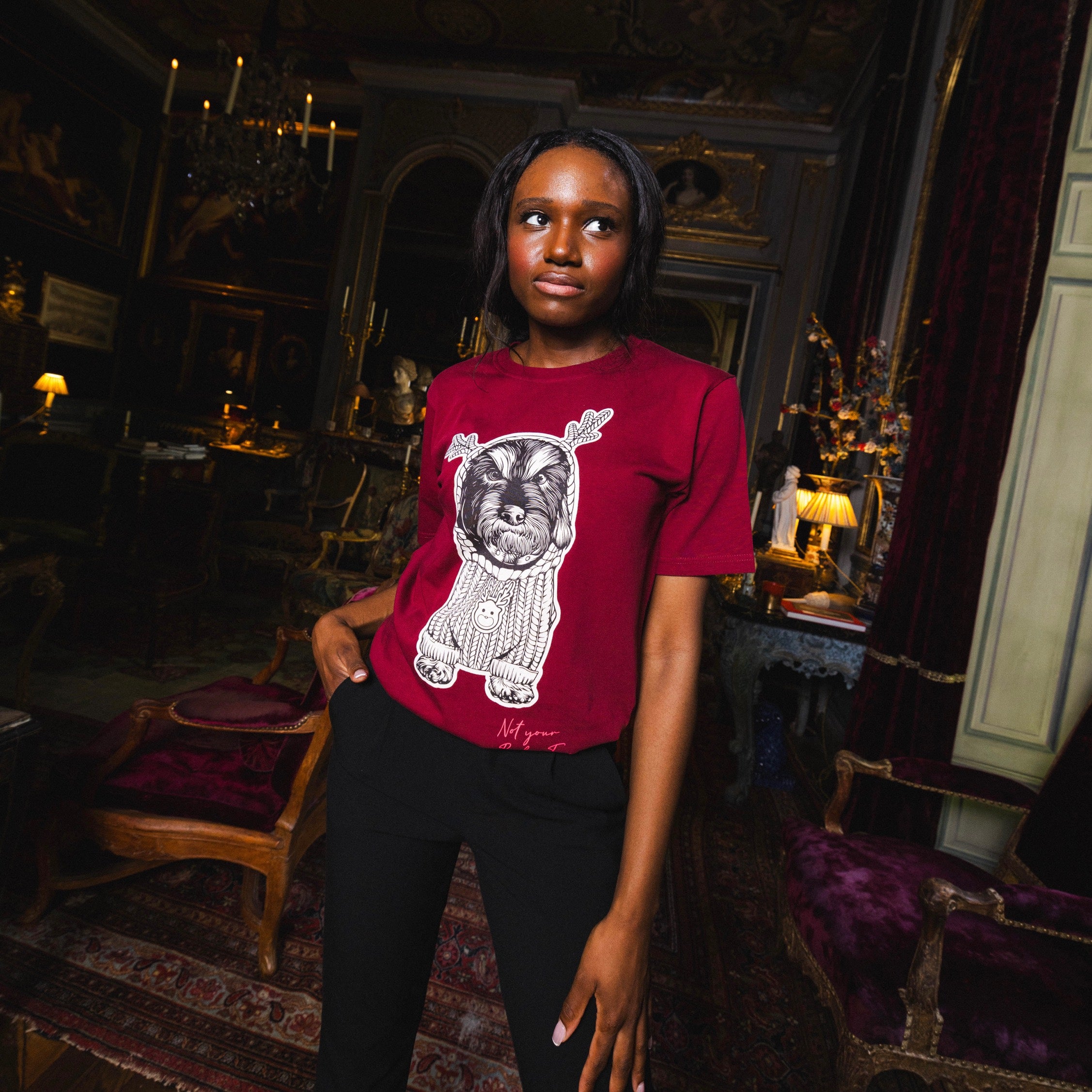 T-shirt super premium mixte «not your baby toy" burgundy