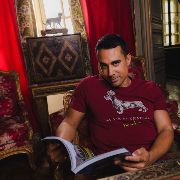 T-shirt super premium mixte «la vie de château» burgundy